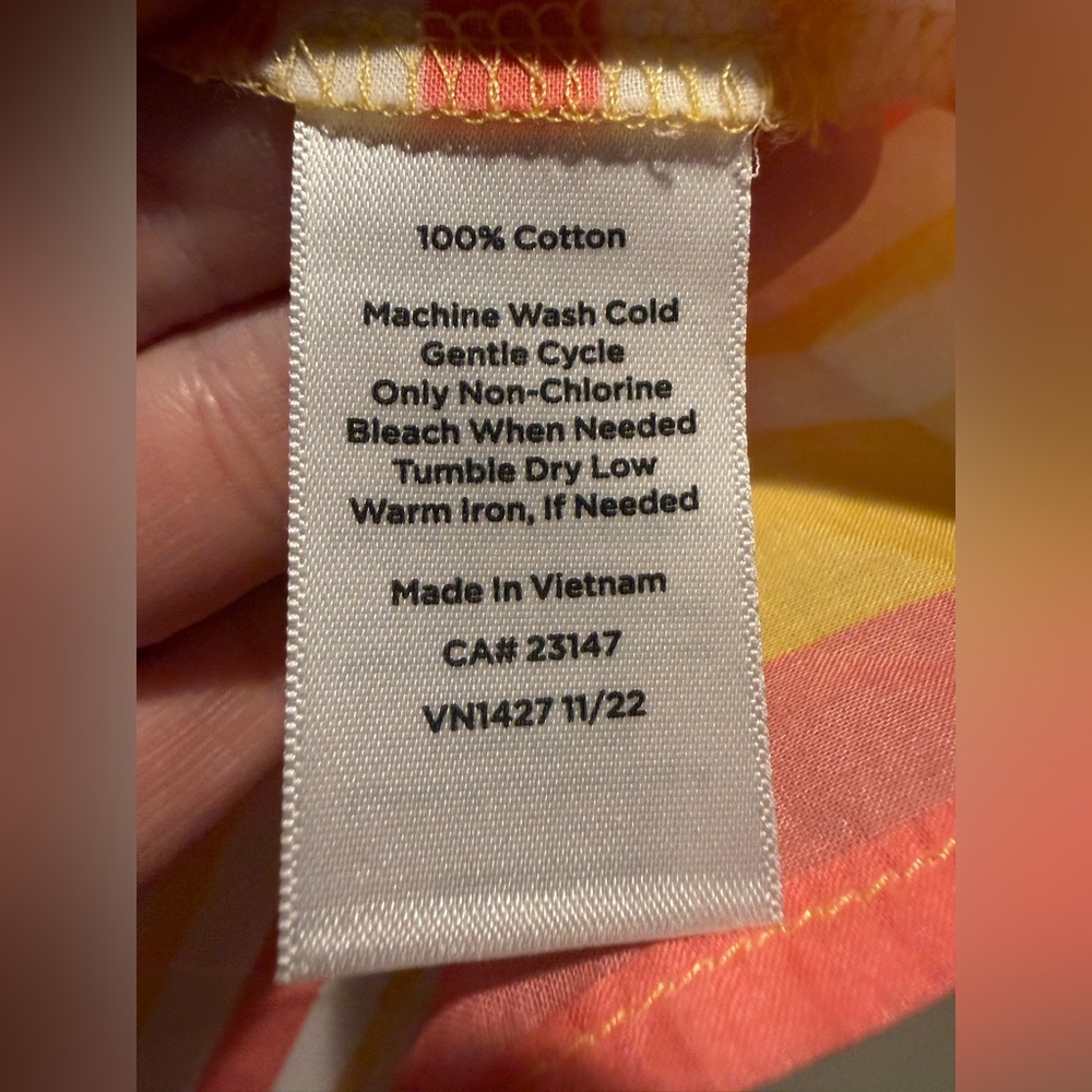 Talbots Sleeveless Top Blouse 100% cotton orange pink pineapple tropical - Picture 4 of 6